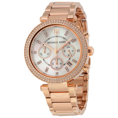 michael kors watch band rose gold womens|Michael Kors parker chronograph watch.